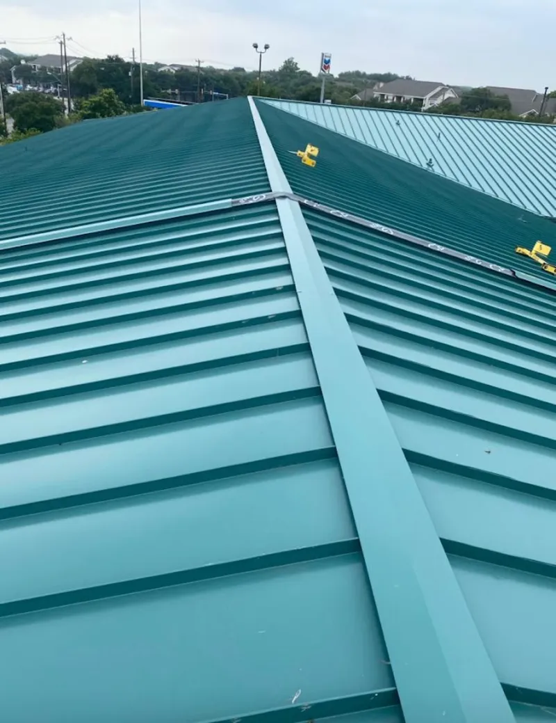 Green commercial metal roof ridge and valley for Metal Roof Repair in Carlinville